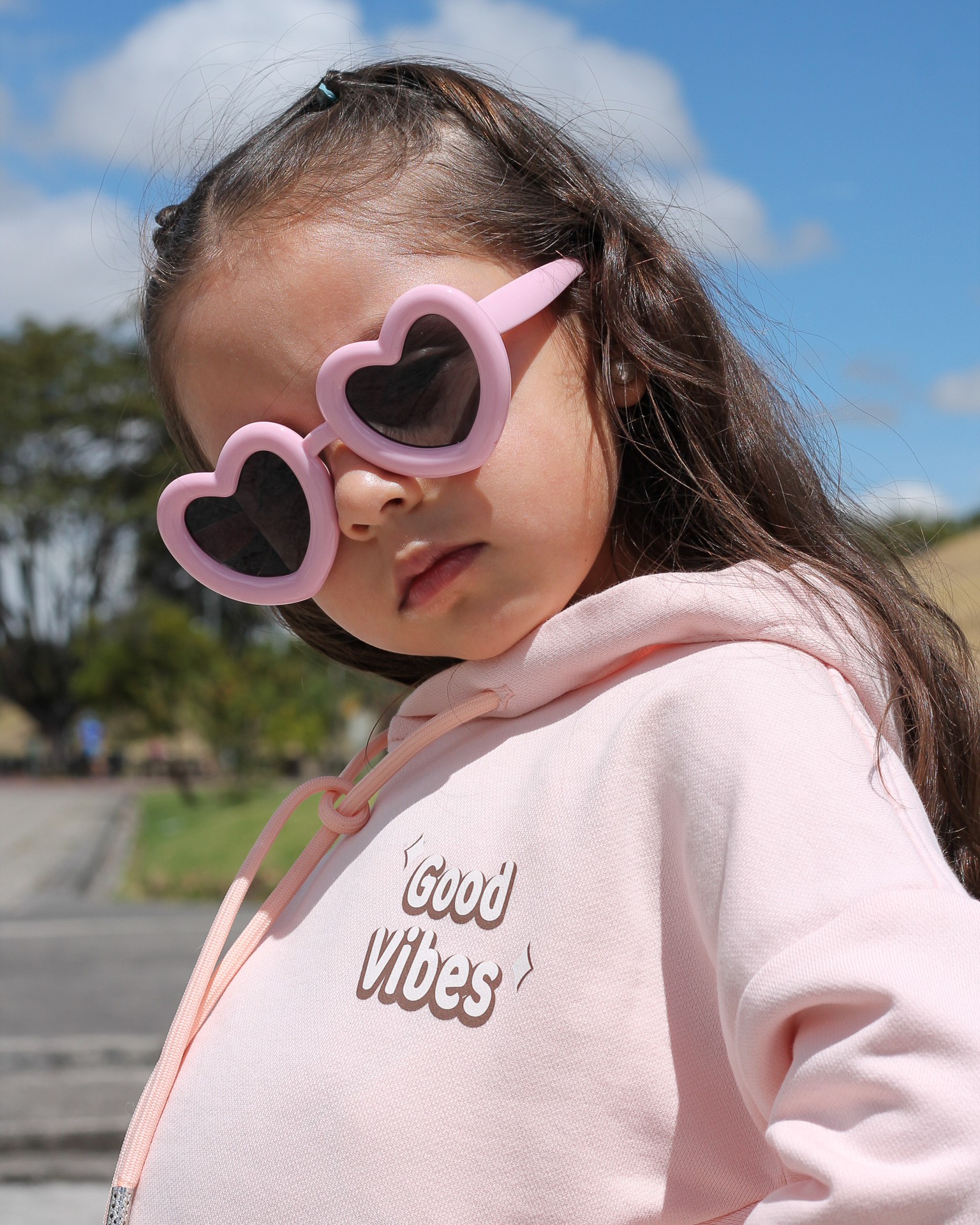 Conjunto Good Vibes para niñas, tallas 4 a 6 Rosado - Café
