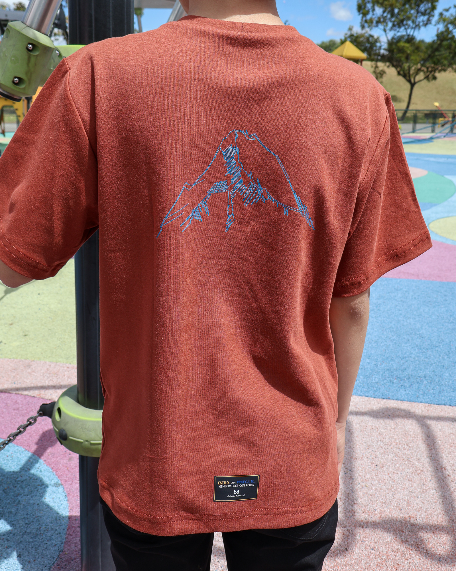 Camiseta Semi Oversize Leyenda para niños, tallas 8 a 12 Terracota