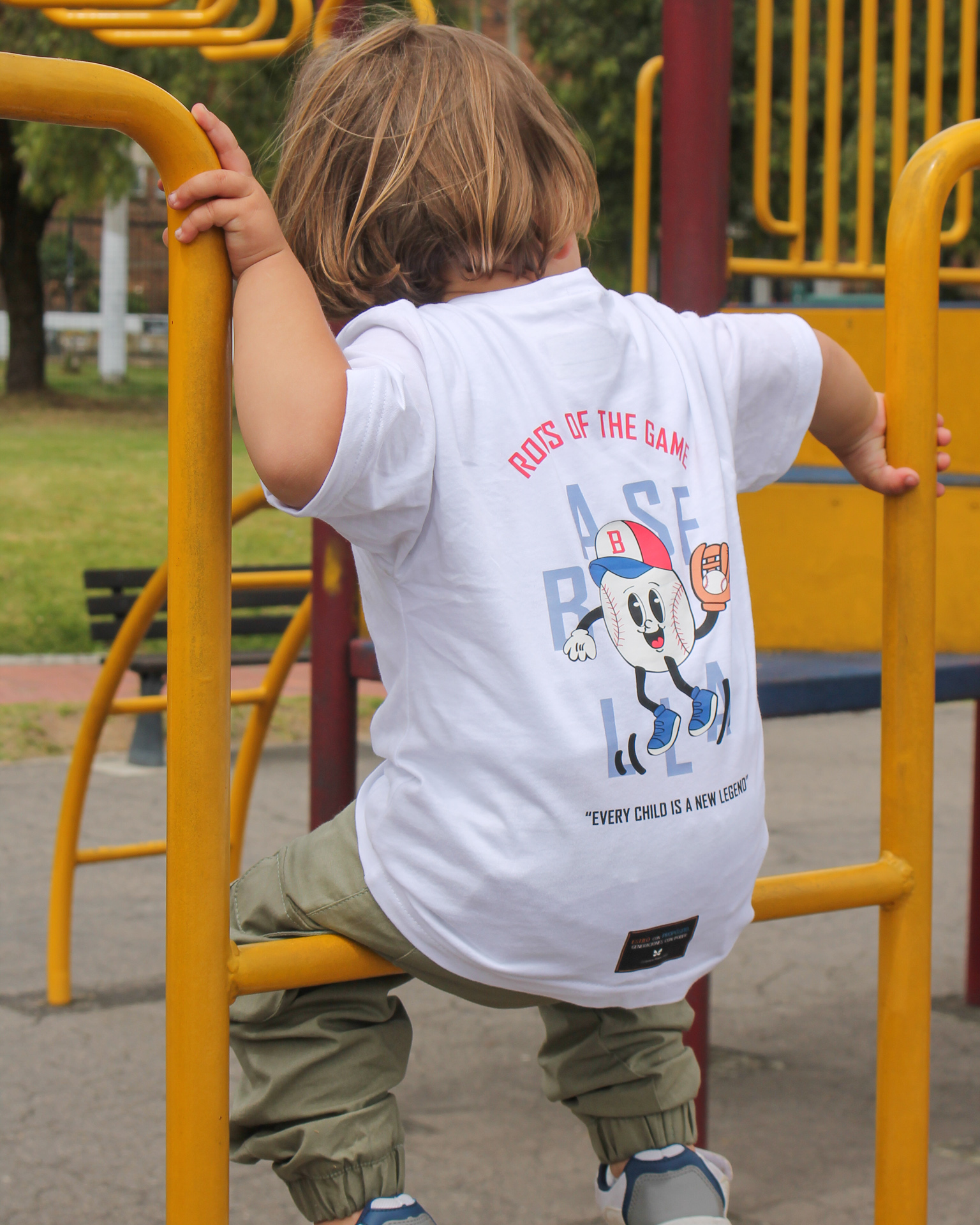 Camiseta Semi Oversize Roots of the Game para niños, tallas 4 a 6 Blanco