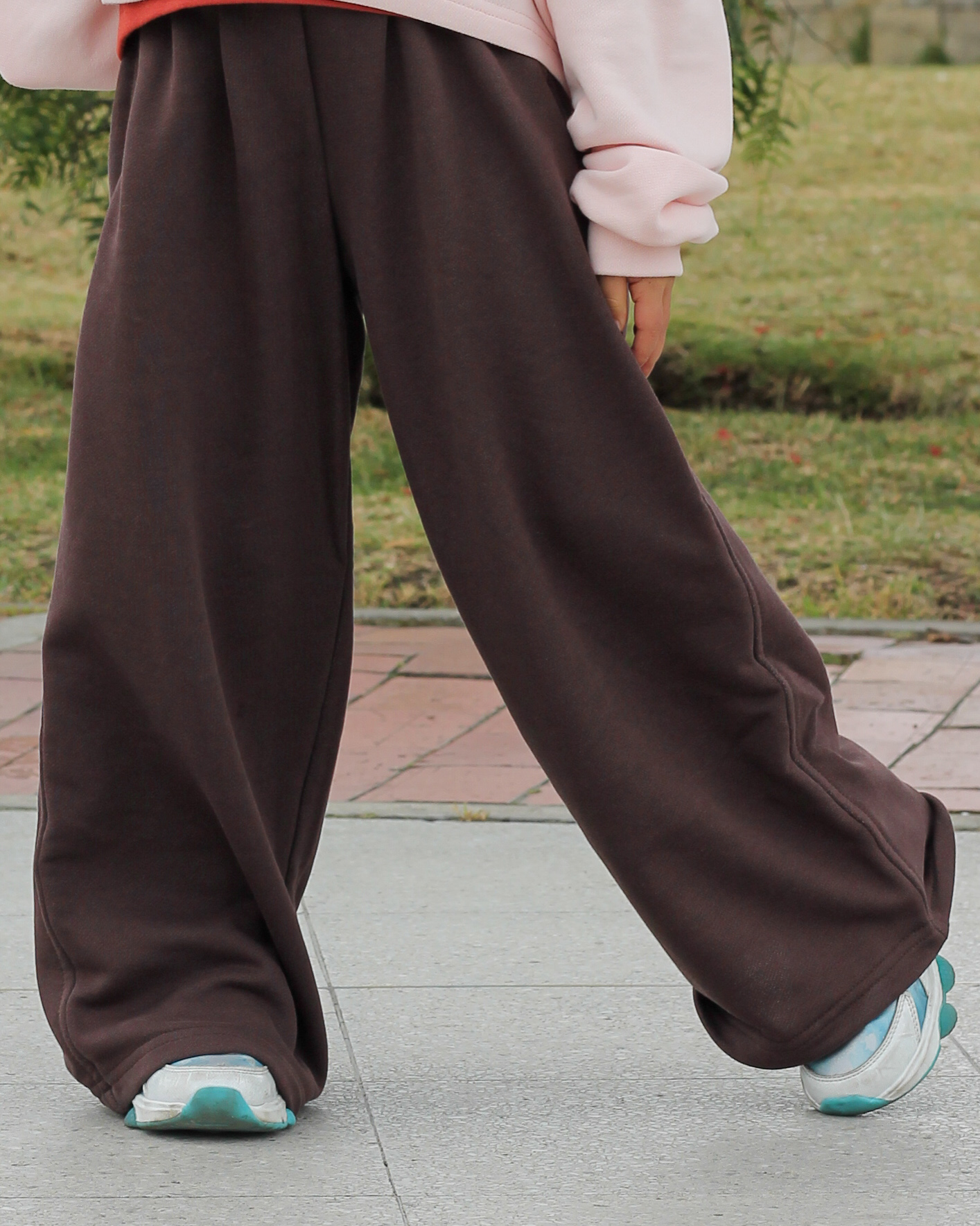 Pantalón Wide Leg Good Vibes para niñas, tallas 4 a 6 Rosado - Café