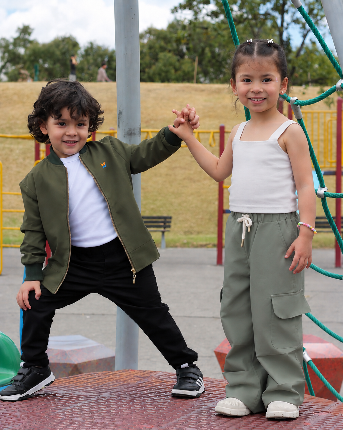 Pantalón Cargo Wide para niñas, tallas 4 a 6 Oliva