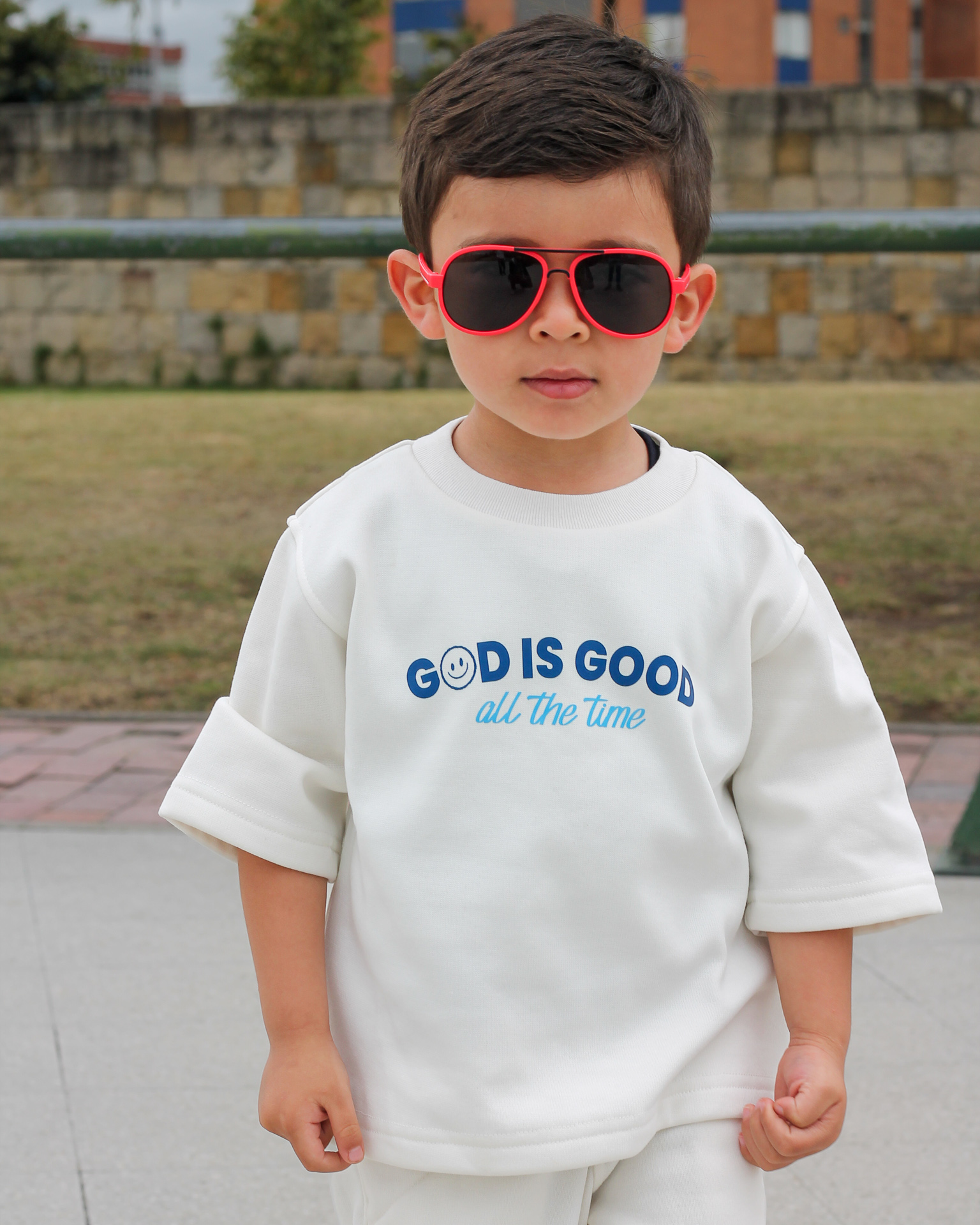 Set God is Good para niños, tallas 4 a 6 Blanco