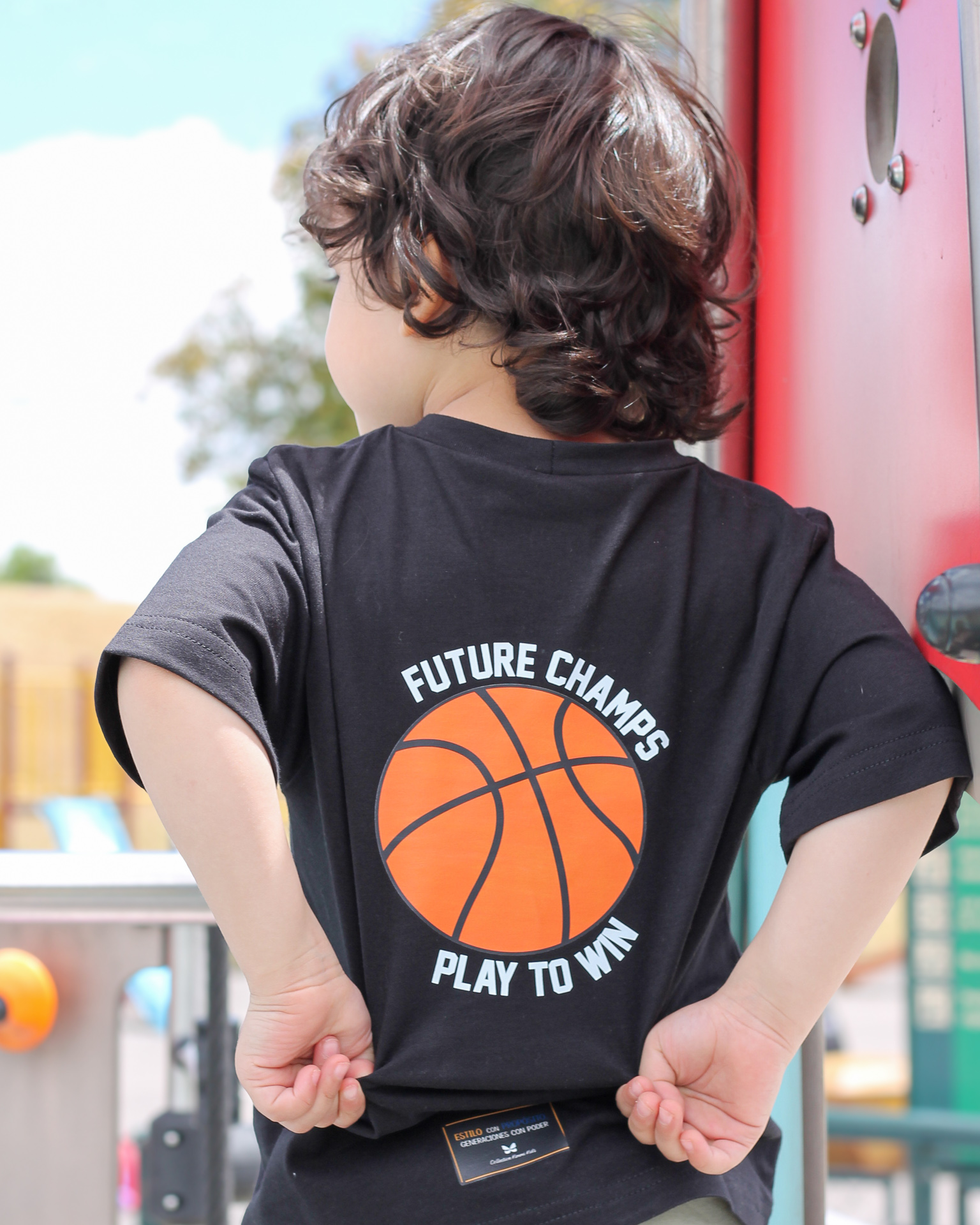 Camiseta Semi Oversize Future Champs para niños, tallas 4 a 6 Negro