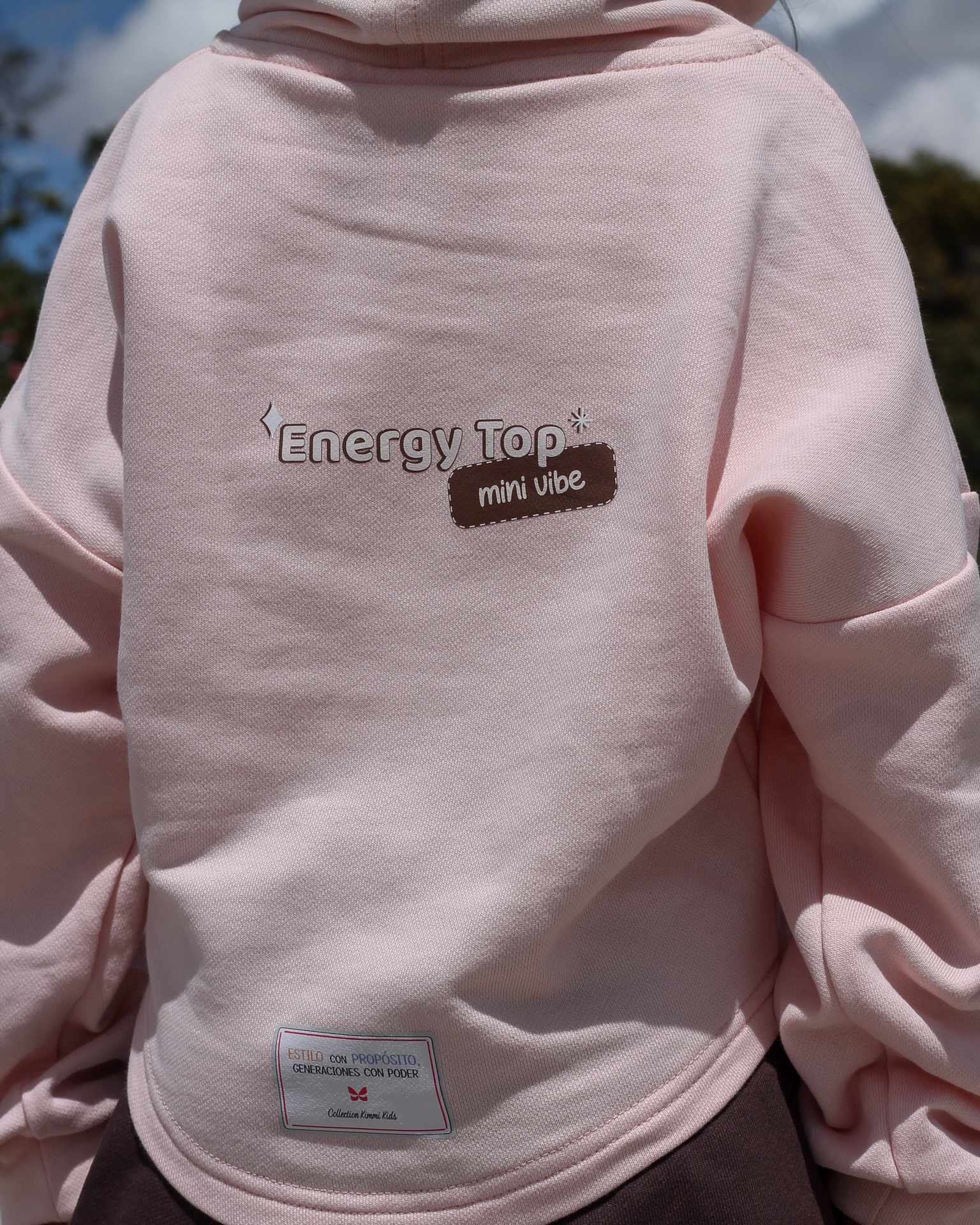 Hoodie Crop Good Vibes para niñas, tallas 4 a 6 Rosado - Café