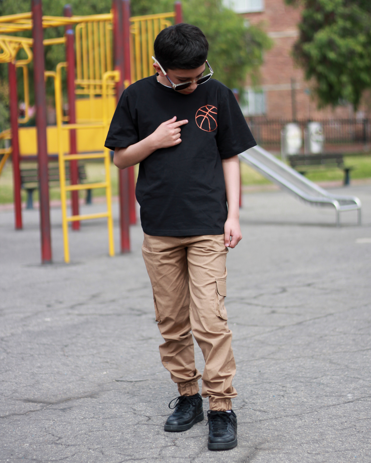 Camiseta Semi Oversize Future Champs para niños, tallas 8 a 12 Negro