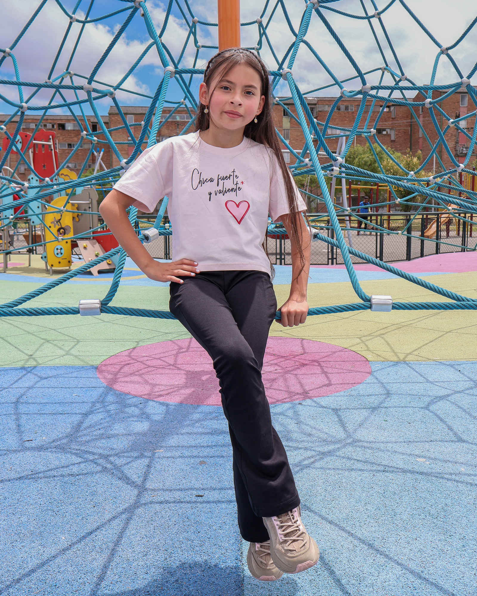 Camiseta Murcielago Chica fuerte y valiente para niñas, tallas 8 a 12 Rosa