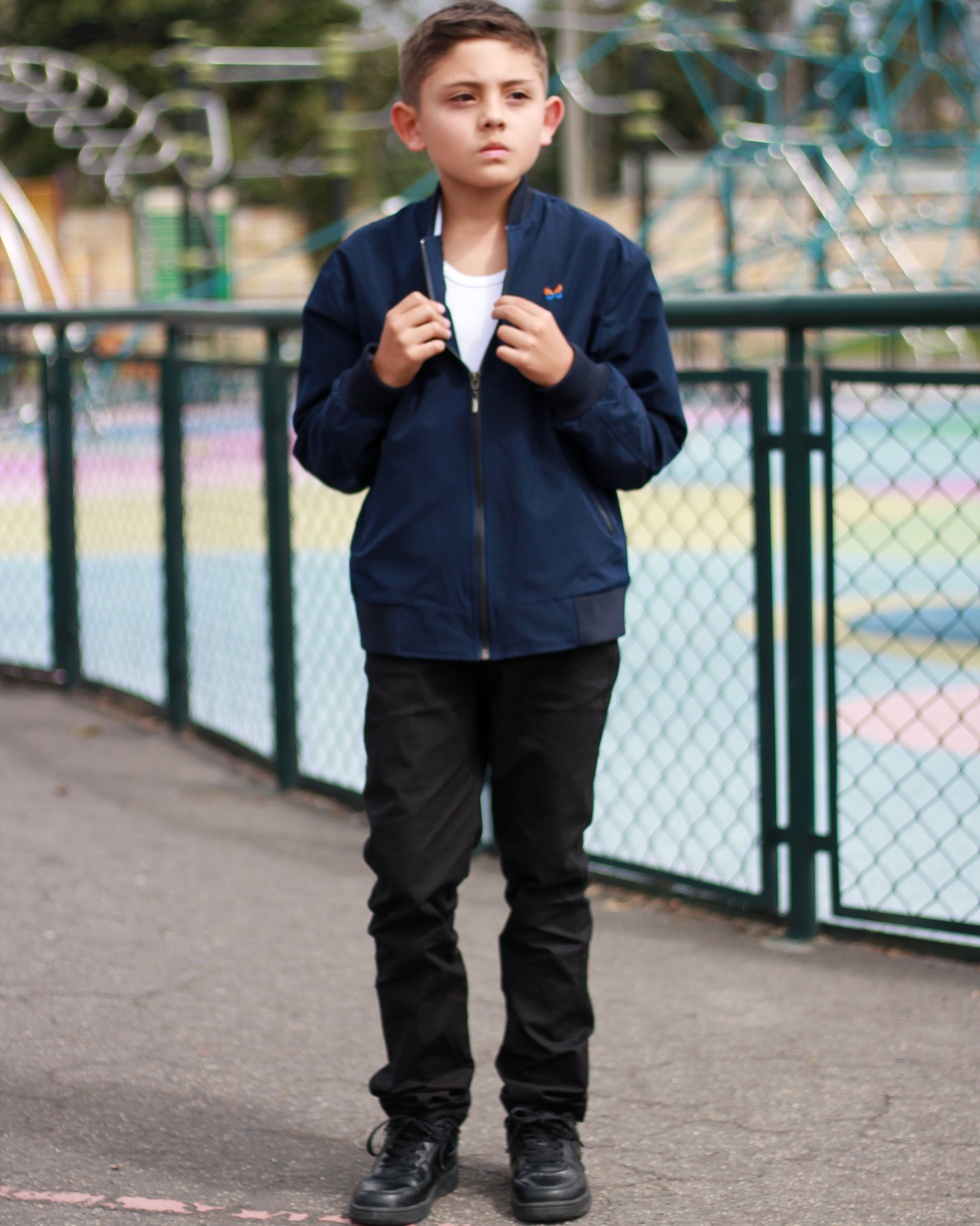 Chaqueta Bomber para niños, tallas 8 a 12 Azul Oscuro