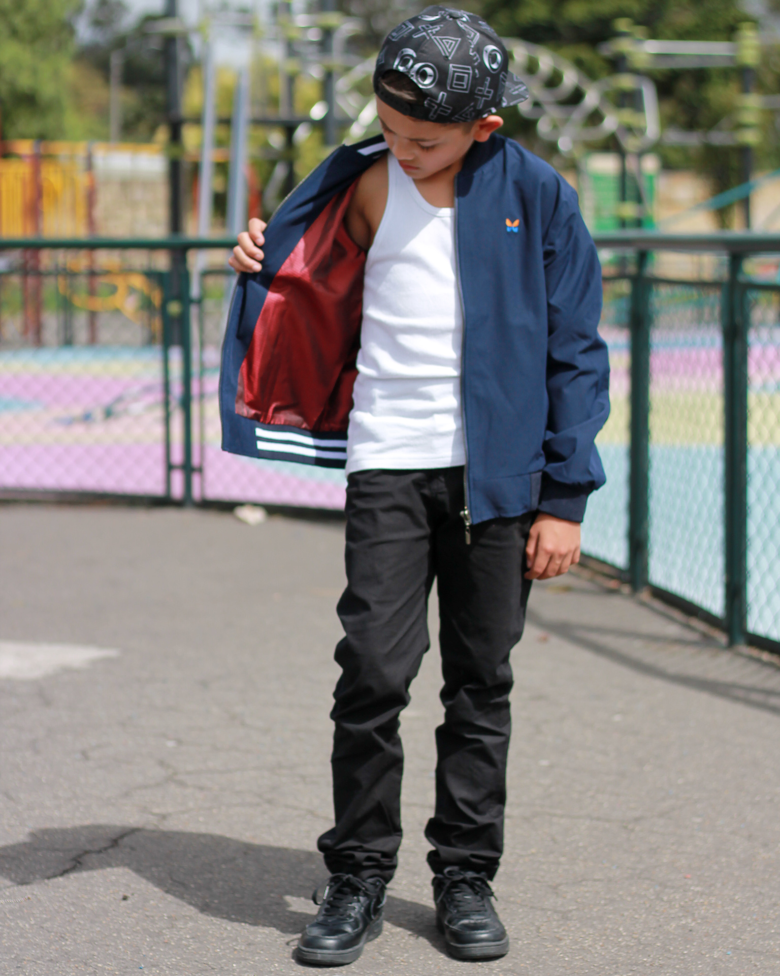 Chaqueta Bomber para niños, tallas 8 a 12 Azul Oscuro