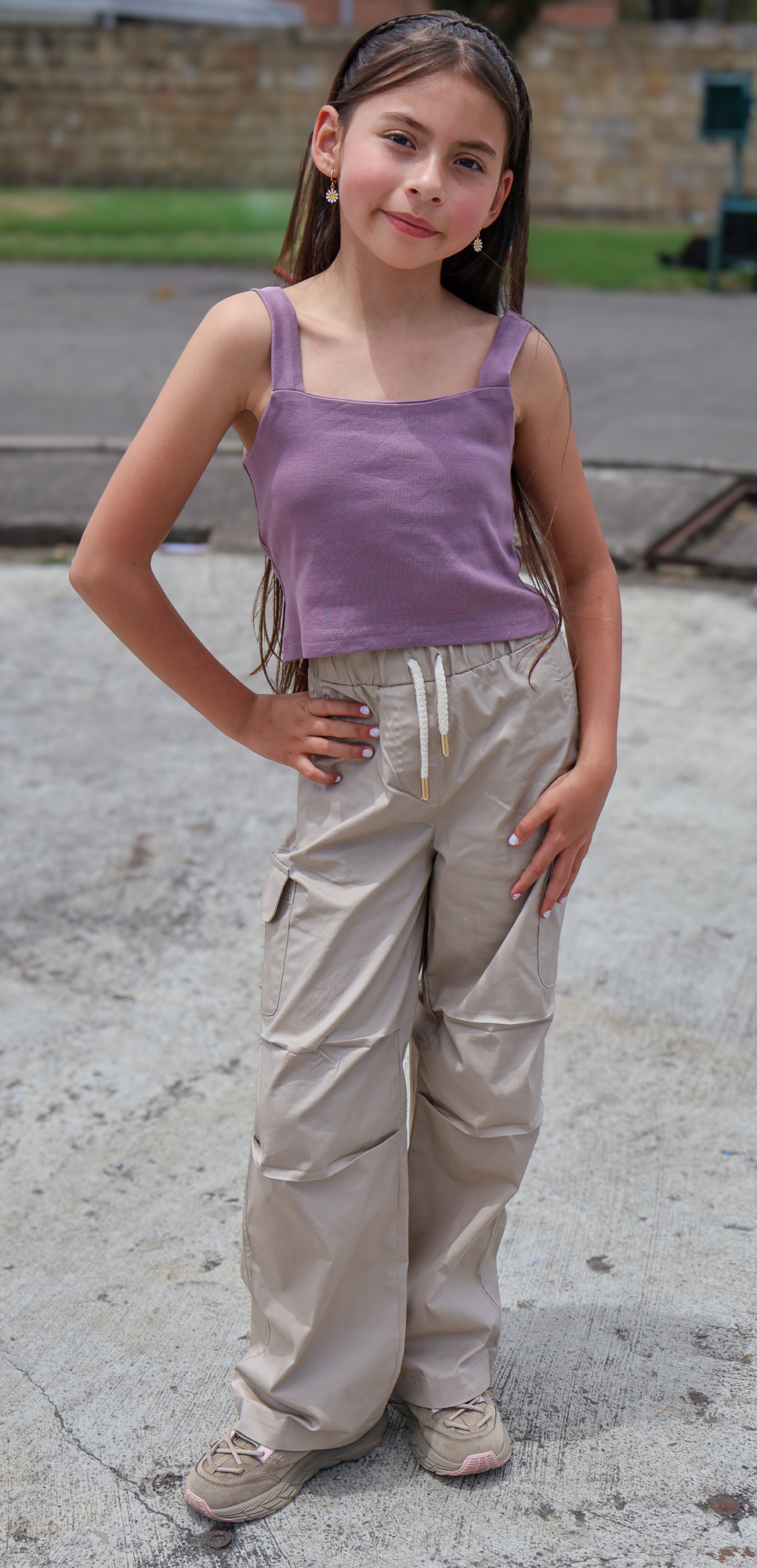 Crop Top Essential para niñas, tallas 8 a 12 Uva