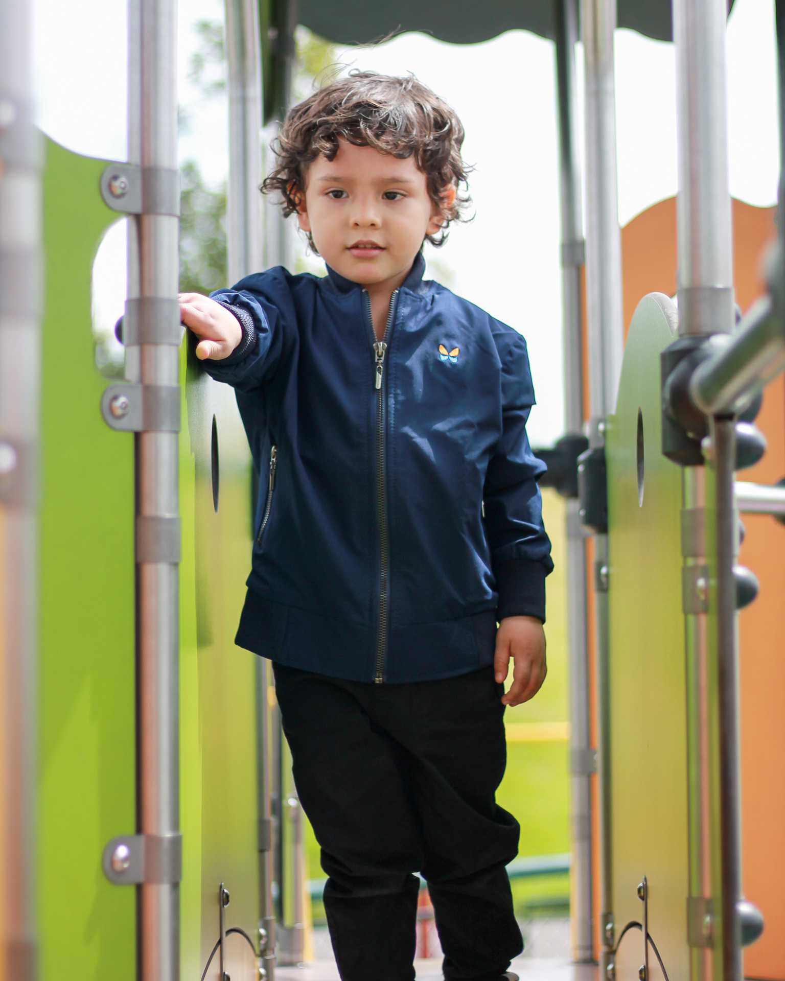 Chaqueta Bomber para niños, tallas 4 a 6 Azul Oscuro